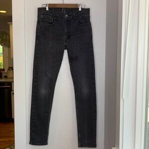 Levi's 512 muted black denim jeans 5 pocket straight leg cotton blend stretch